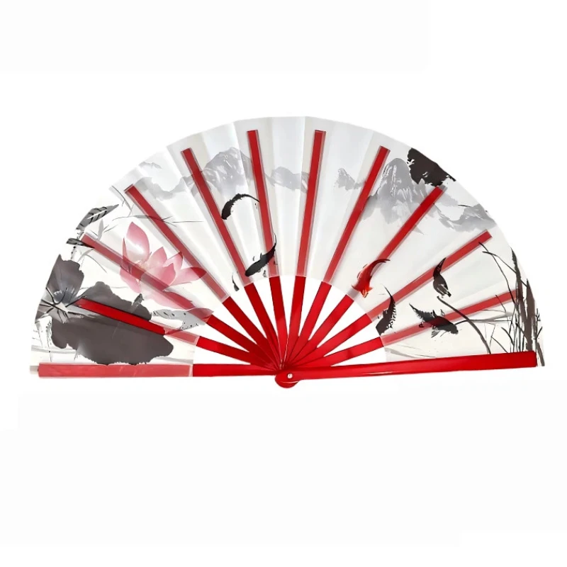 Chinese Style Tai Chi Kung Fu Folding Fan Double Side Plastic Ribs Squeak Sound for Martial Arts Dance Performance Square Dance