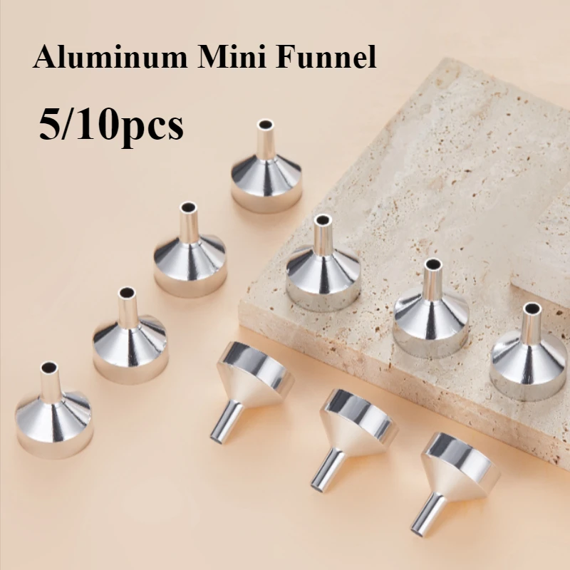 5/10pcs Aluminum Mini Funnel Liquid Dispenser Repeatable Portable Perfume Makeup Toner Kitchen Tools