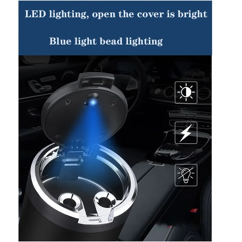 Car ashtray with blue LED light is suitable for SEAT Leon car interior accessories view 4
