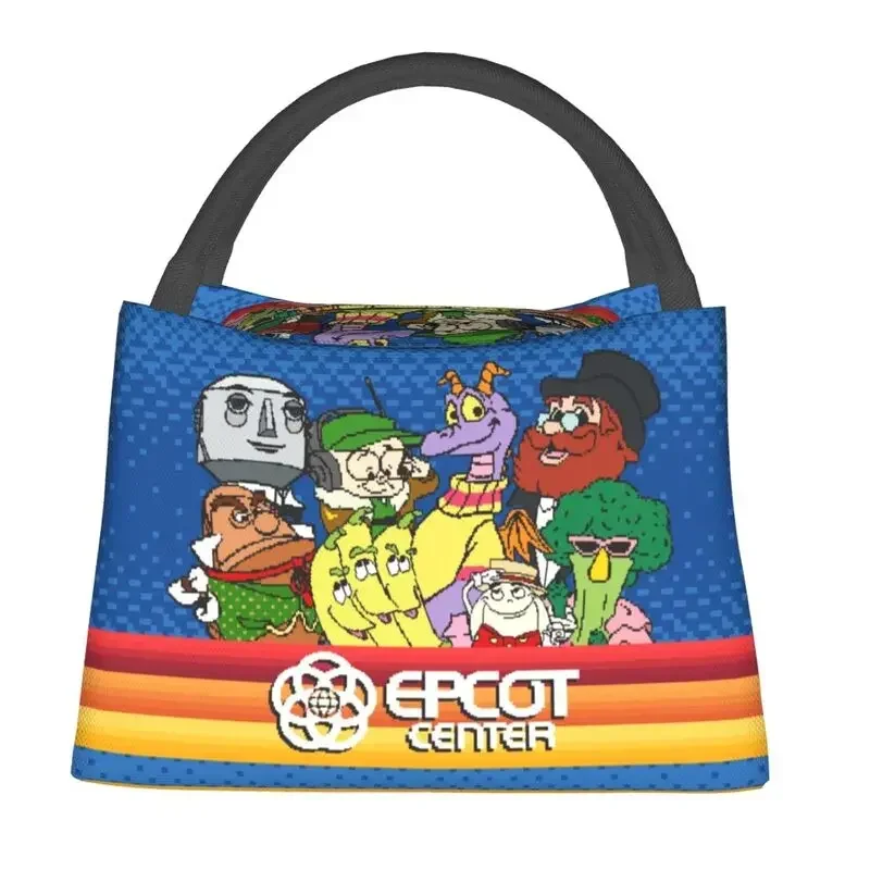 8-Bit Epcot Center Insulated Lunch Bags for Women Dragon Figment Portable Thermal Cooler Bento Box Hospital Office