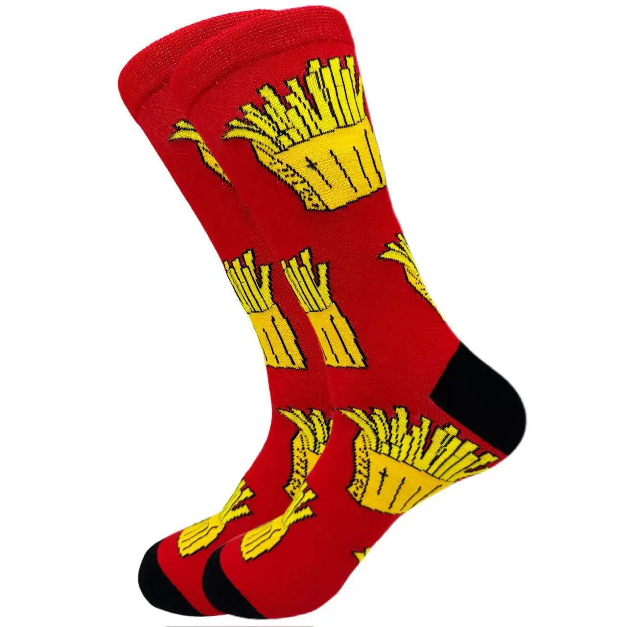 

New Athletic Crew Dress Autumn Winter Fashion Long Sock Cartoon Food French Fries Hamburgers Cows Beer Lollipops Trendy B8W164