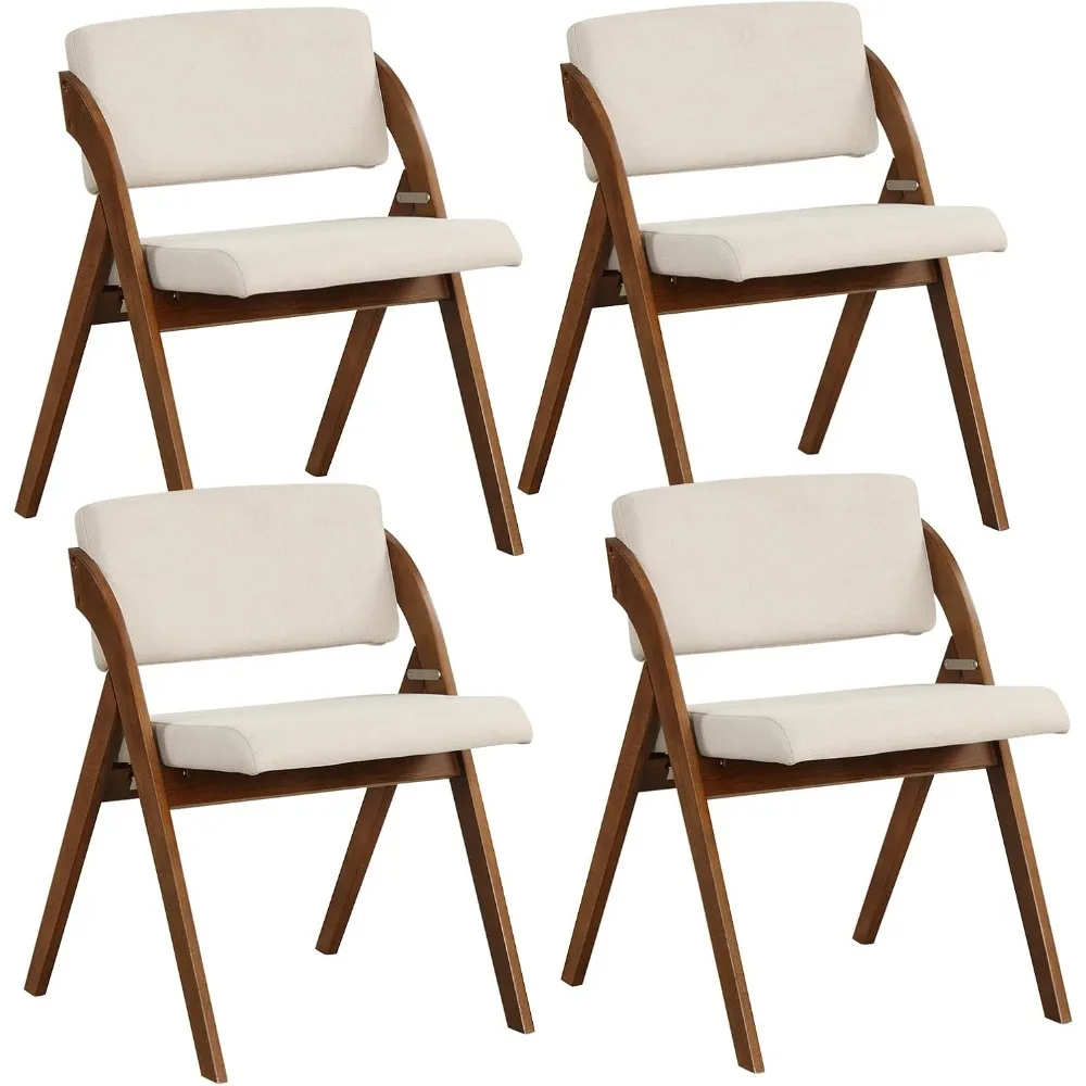 

Folding Dining Chairs Set of 4, Upholstered Kitchen Chairs with Padded Seat & Backrest, Modern Side Chairs with Rubber Wood Legs