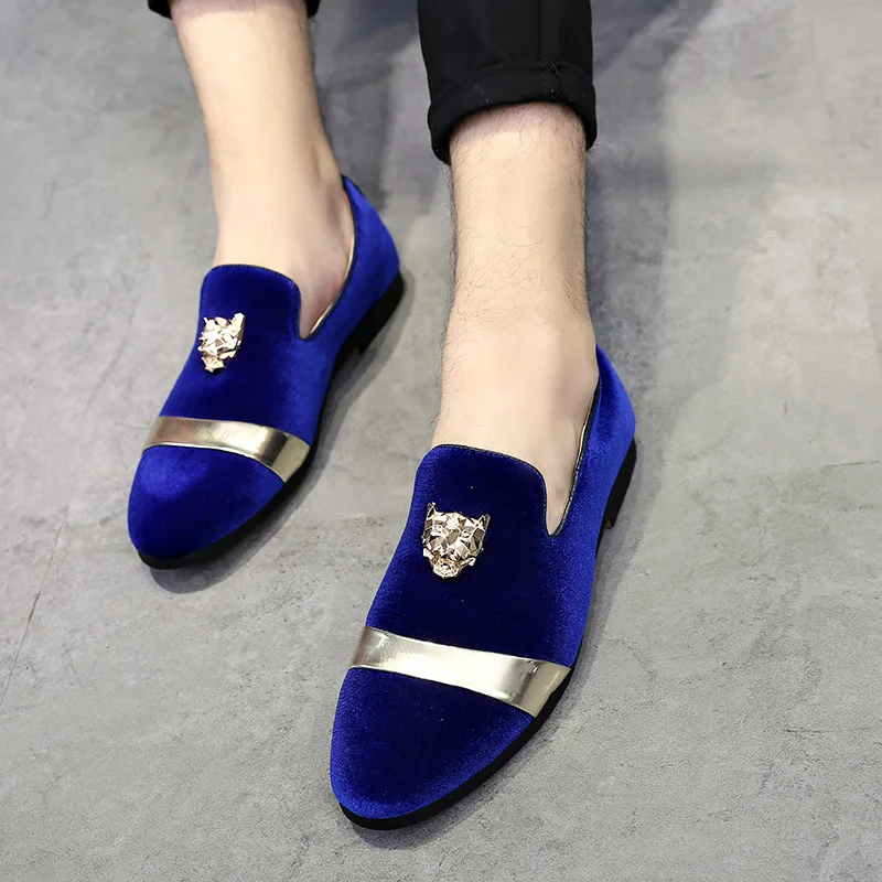 Fashion Man's Leather Shoes Party Wedding Loafers Metal Button Moccasins Men Slip-on Comfortable Driving Popular Club Flats