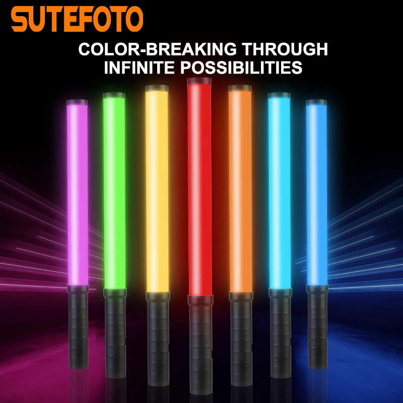 Sutefoto TW15 Adjustable RGB LED Light Wand CRI95+ 2800K-10000K Handheld Photography Video Studio Lighting Portable Stick Light