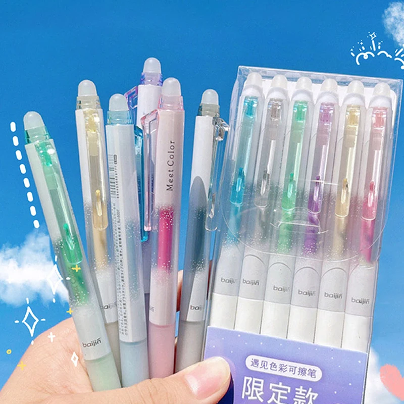 

Creative Scented Erasable Gel Pens 0.7mm Glitter Neutral Pens Colorful Ink Needle Pens For Writing Korean Stationery Office