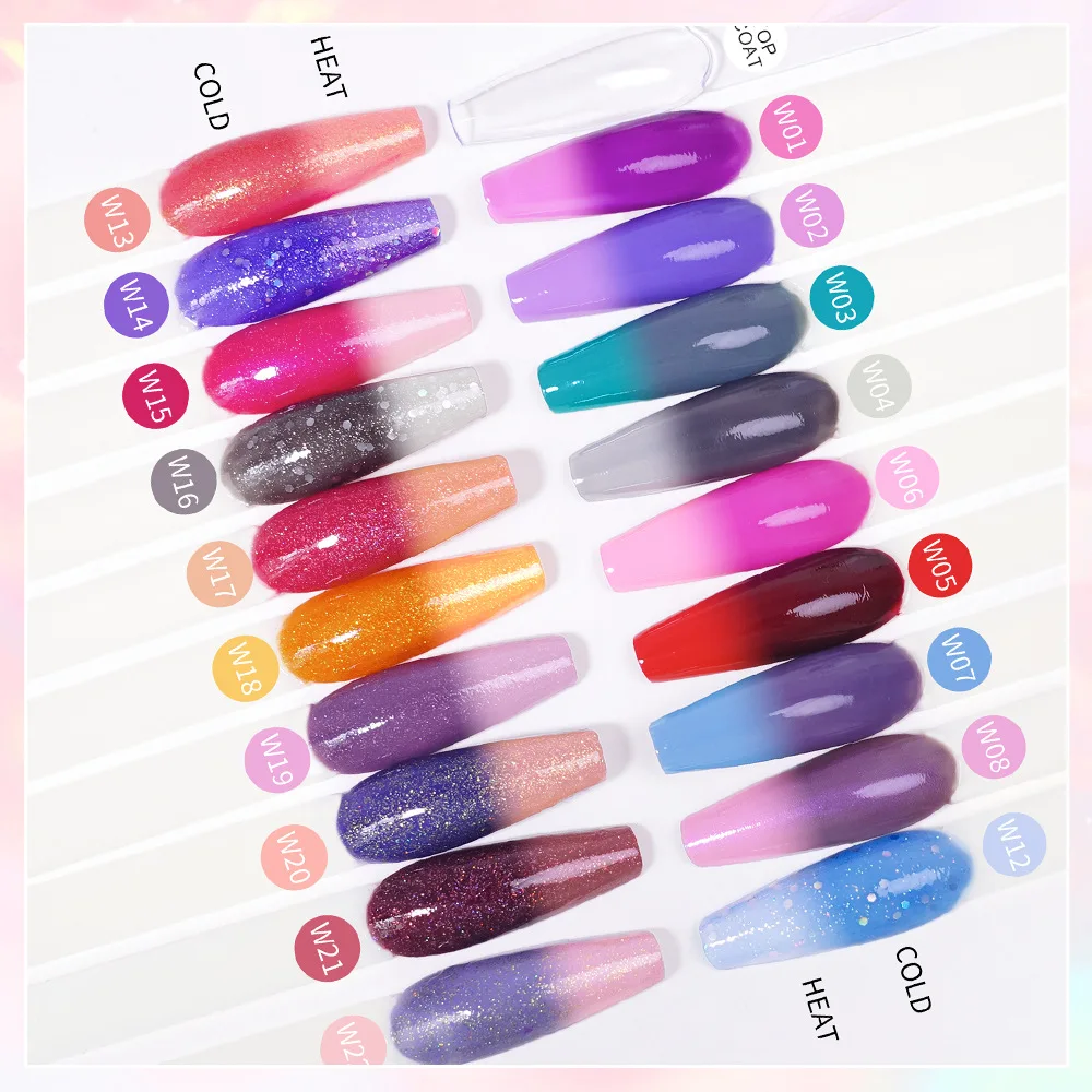 Thermochromic Holographic Gradient Gel Polish - Color Changing Nail Art with Glitter, Soak Off Formula