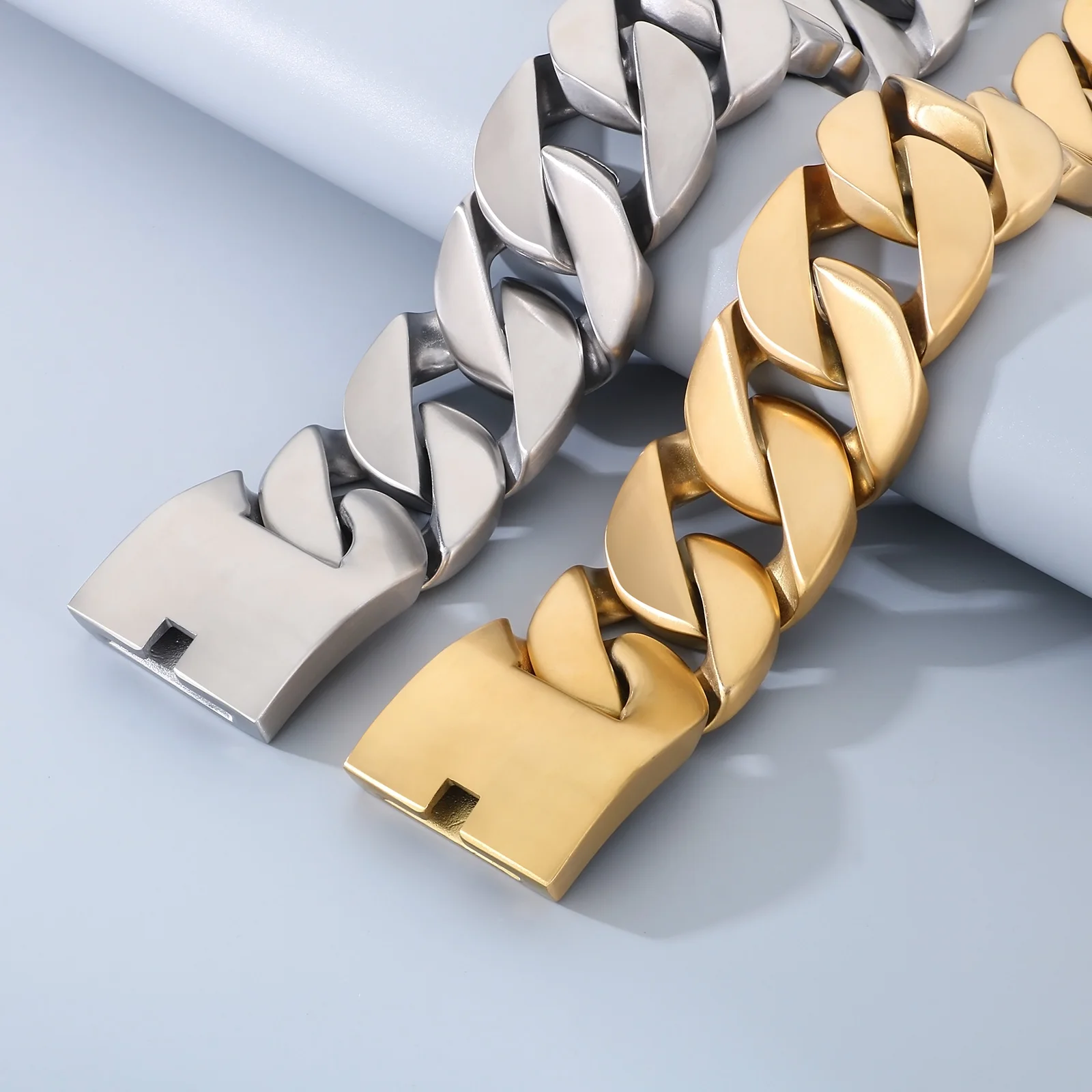 43mm Bigger Heavier Brushed Chunky Cuban Chain Necklace  - 316L Stainless Steel - KN288399-KJX