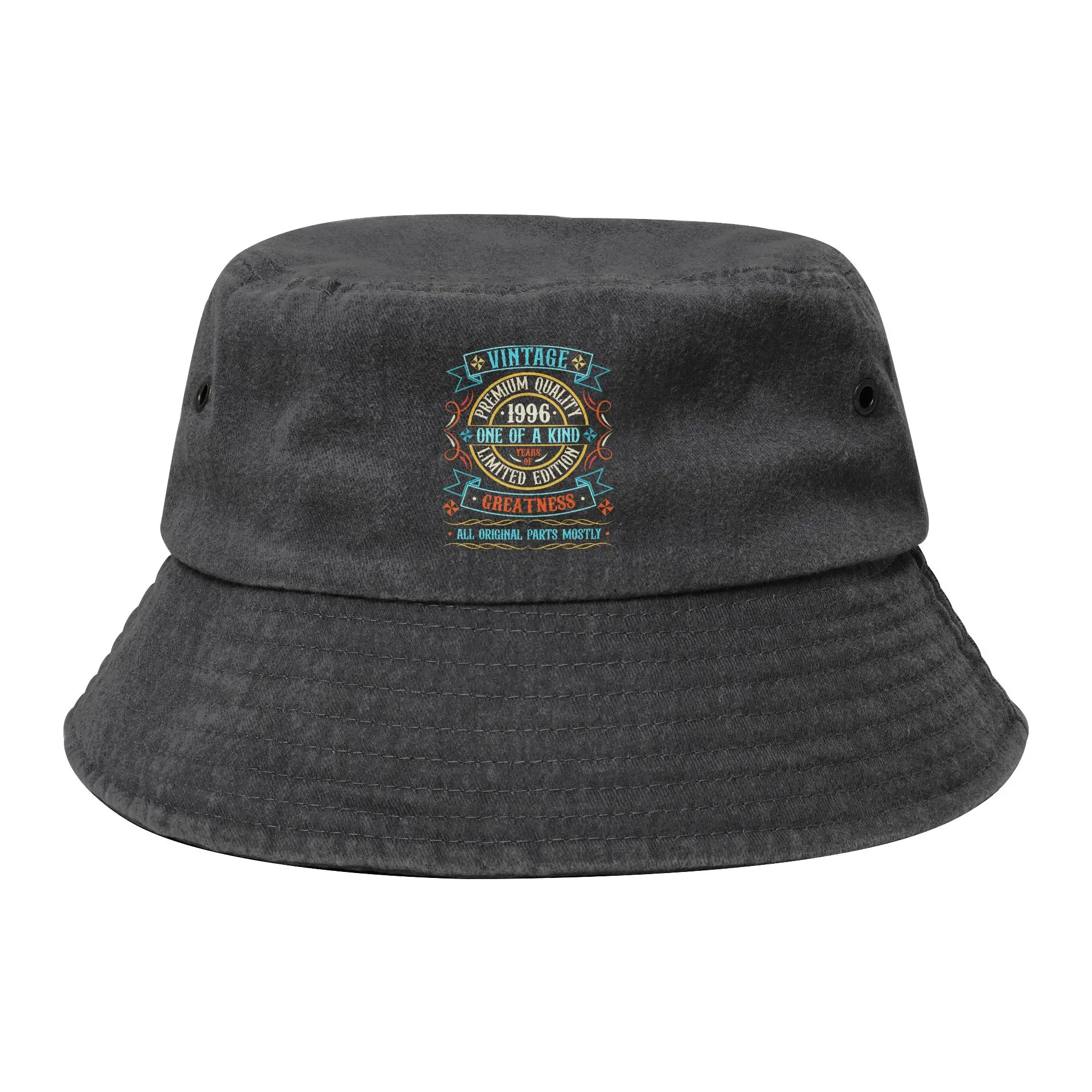Unisex Distressed Denim Washed Bucket Hat Vintage 1996 Vacation Fishing Hats 35th Birthday Bob Hat Gifts Idea
