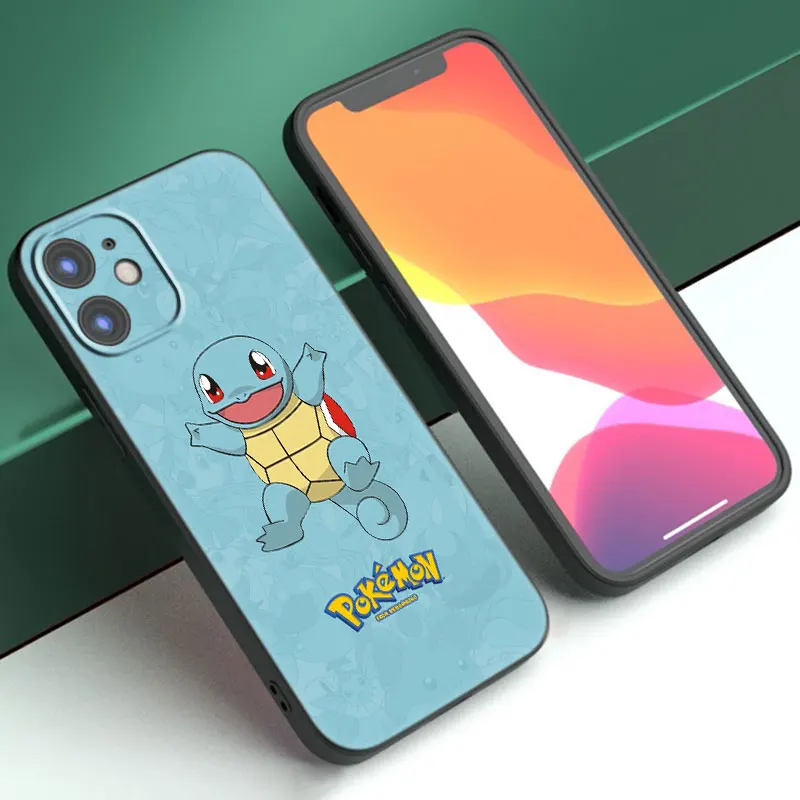 Cartoon P-Pokemon Black Phone Case For Apple iPhone 15 Pro Max 15 14 13 12 Pro Max Mini 11 Pro 7 8 Plus XR X XS SE 2020 2022