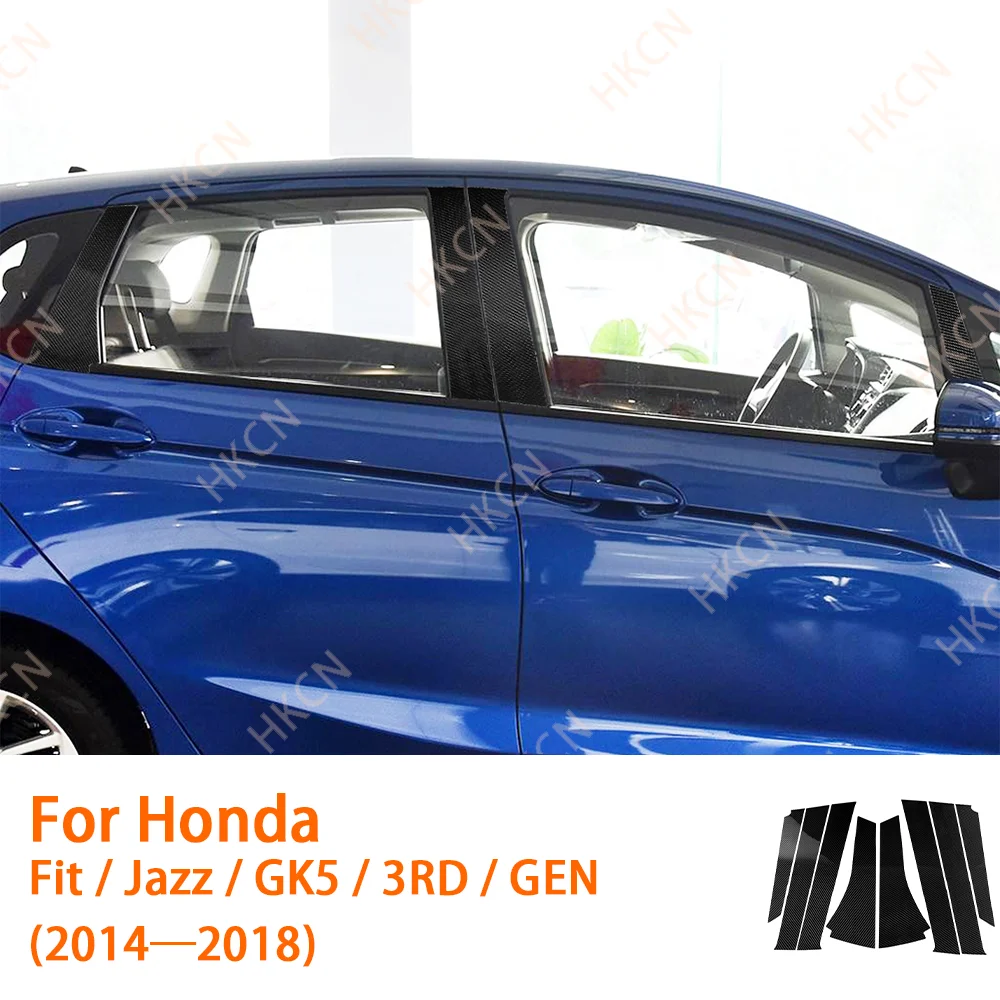 

Carbon Fiber B-Pillar Outer Door Post Panel Car Accessories Exterior Cover Trim Sticker For Honda Fit Jazz GK5 3RD GEN 2014—2018