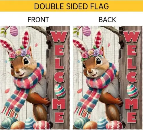 Spring Easter Garden Flag 12X18Inch Vertical Double Sided Rabbit Ears Squirrel C ZZU WWL IIC