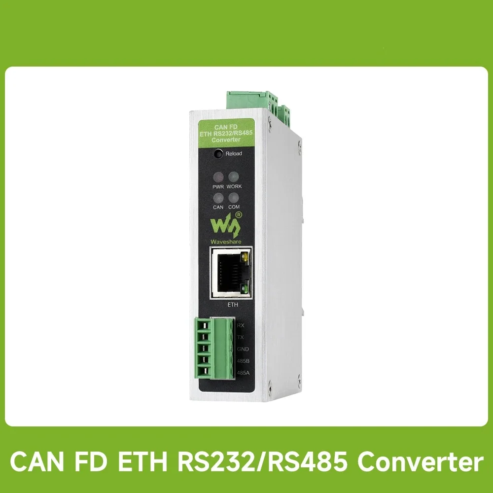 Waveshare CAN FD Protocol Converter, CAN FD To ETH/RS232/RS485 Bidirectional Data Communication,Supports 5 Data Conversion Modes