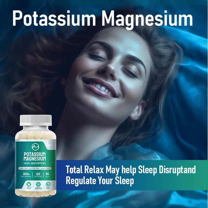 Minch Magnesium Potassium Supplement High Absorption Capsules Support Leg Cramp Unflavored 300mg Muscle Function For Adults