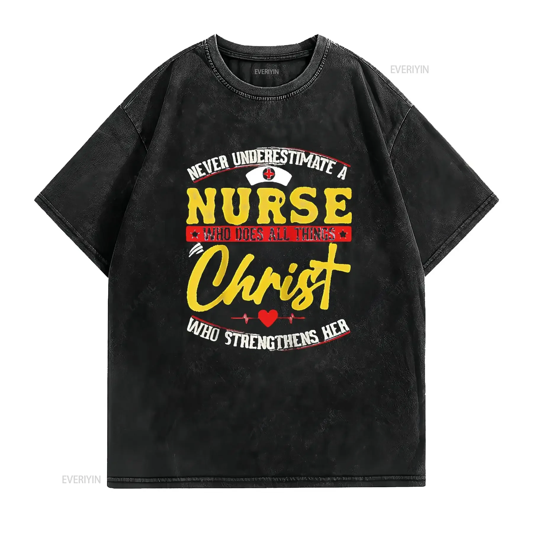 رجل ممرضة المسيح لطيف التمريض إقتباس راجلان البيسبول تي شيرت أسود 2X كبير خمر غسلها أنيق الشارع الشهير مصمم الملابس