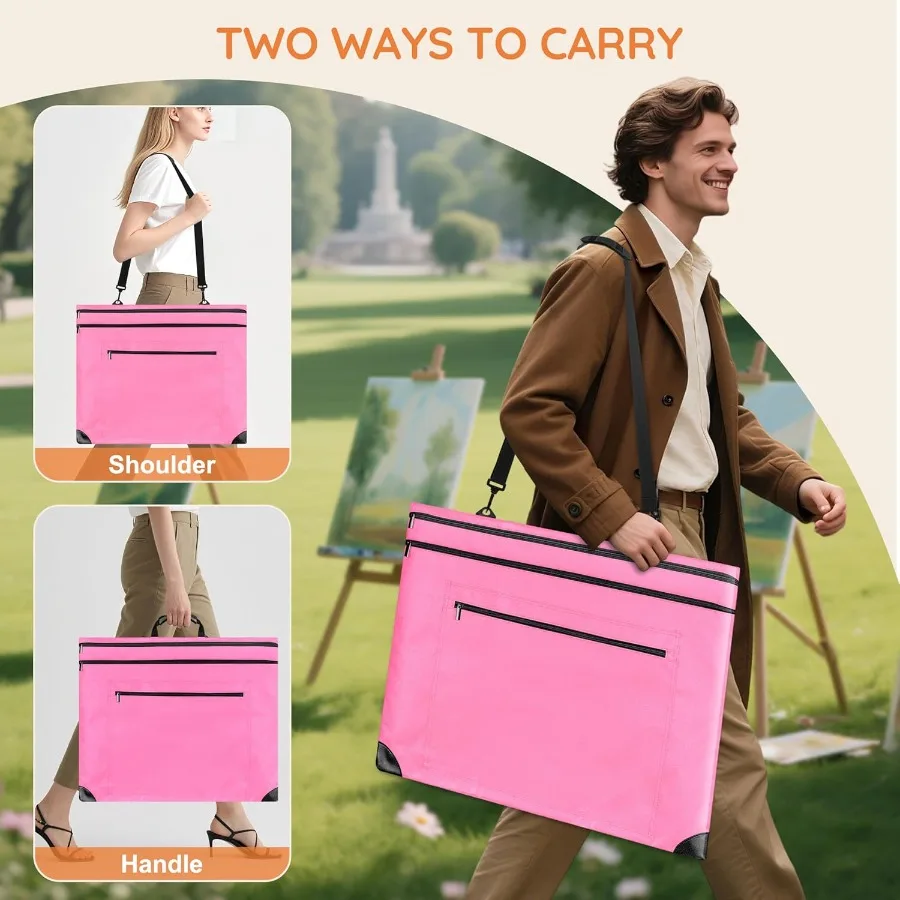 Lightweight Art Portfolio Bag with Detachable Shoulder Strap for Artists: Ideal for Carrying Paintings Posters Sketches and Dra
