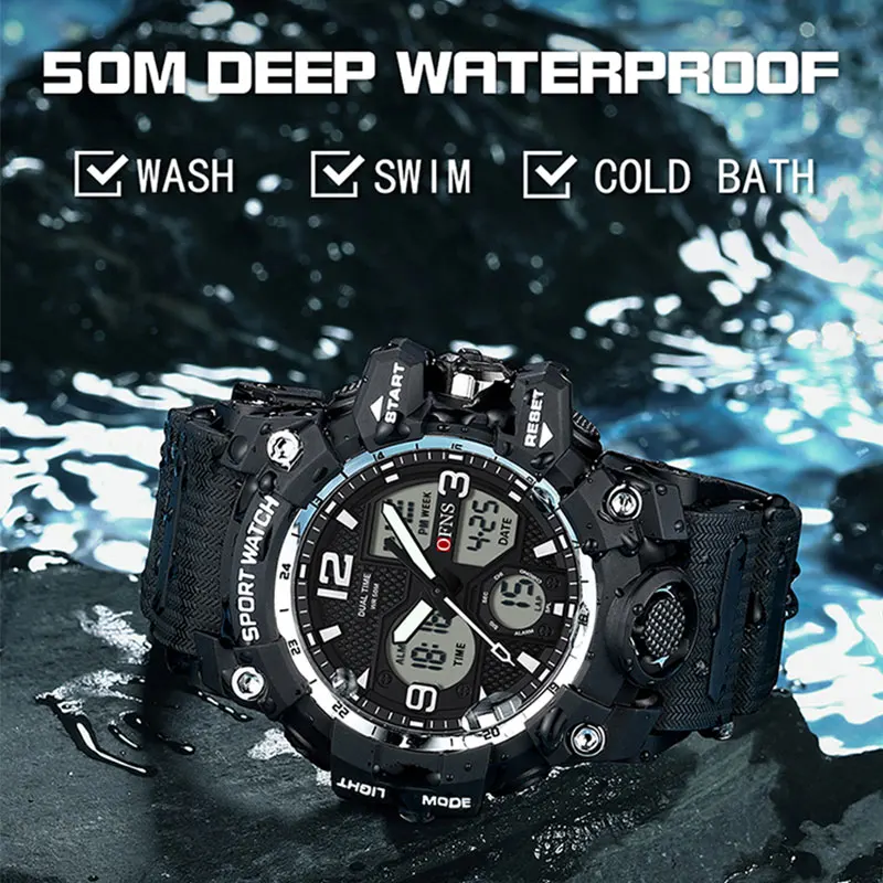Top Brand Luxury G Style Men's Electronic Watch Outdoor Sports LED Analog Digital Chronograph Military Dual Display Waterproof - view 6