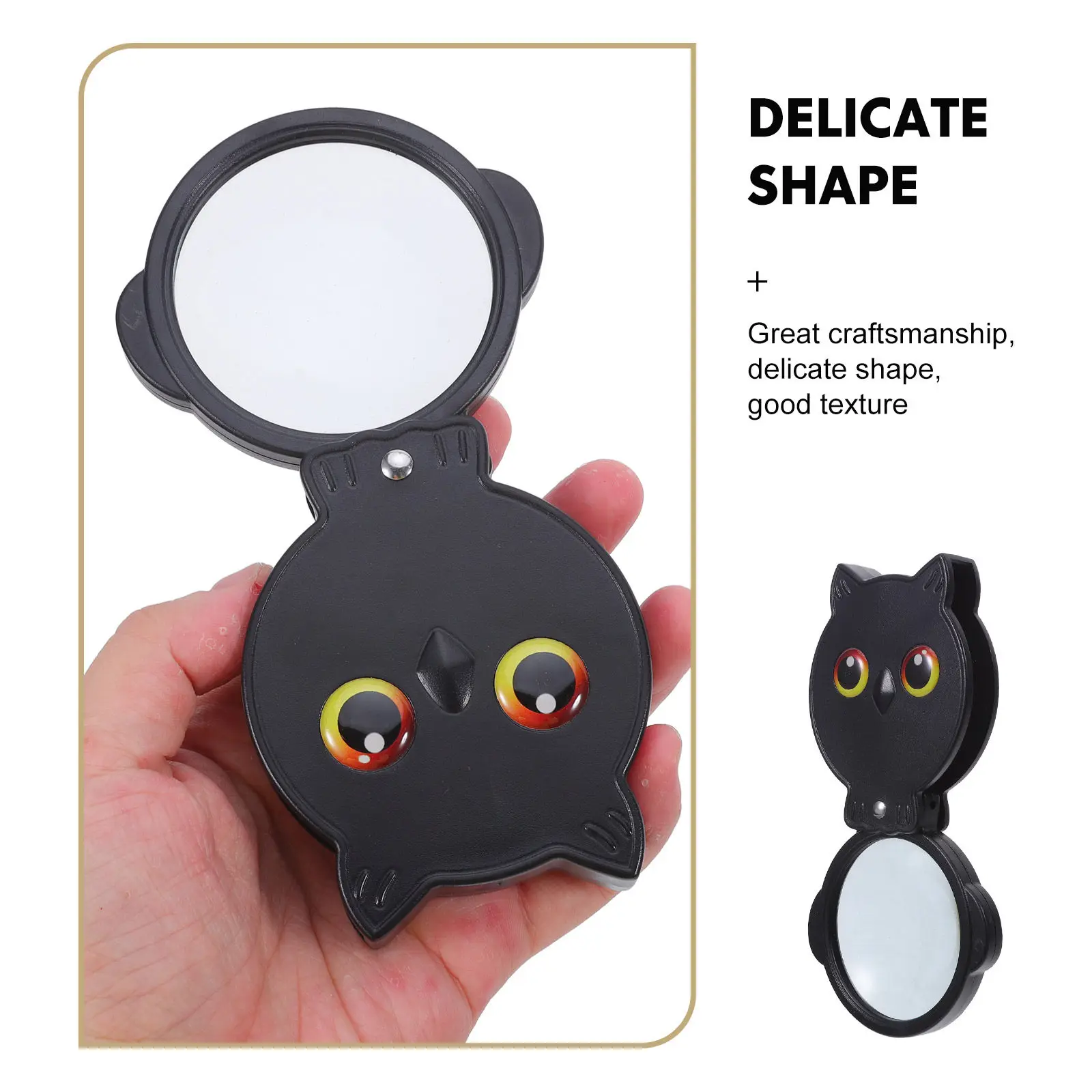 Owl Folding Portable Magnifier 8X Compact Pocket Reader Aid Clear Lens Travel-Friendly Flip-Open Loupe for Reading Maps Craft
