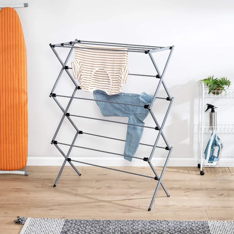 

Oversize Collapsible Clothes Drying Rack DRY-09066 Silver, 50 lbs