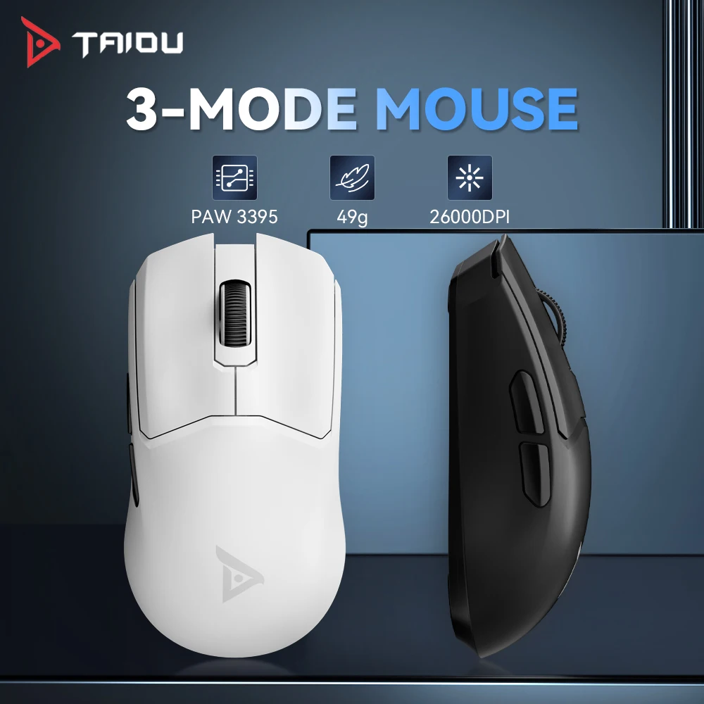 [Sale]TAIDU TSG808 PAW 3395 Wireless Bluetooth Mouse 2.4G 3-Mode Connection Gaming Mouse 26000DPI 650IPS 49g For Laptop Computer