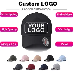 SLECKTON Custom Logo Embroidery Breath Mesh 5-Panel Baseball Cap for men Brand DIY Design Letter Print Sun Hats Unisex Wholesale