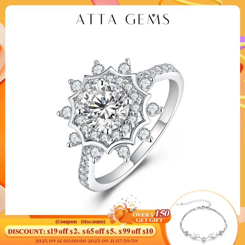 

ATTAGEMS Moissanite Diamond Round cut 6.5mm 925 Sterling Silver Ring Rhodium Plated Jewelry Wedding Rings Woman Trends 2022