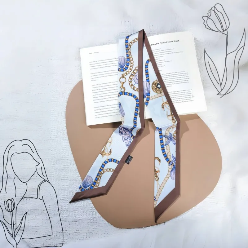 Jedwabna apaszka, gumka do włosów, mała kwadratowa chusta na szyję lub do ozdabienia uchwytu torebki, damski dodatek modowy.