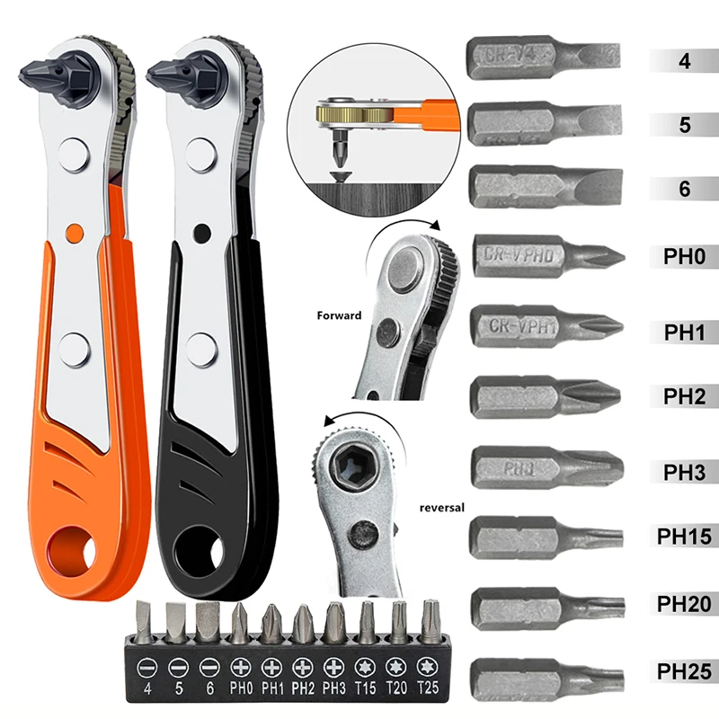 SMARLAN Hexagon Ratchet Spanner Wrench 10 Pcs Drive Screwdriver Bit 1/4inch Mini Quick Release Socket Tools Handle Repair Wrench