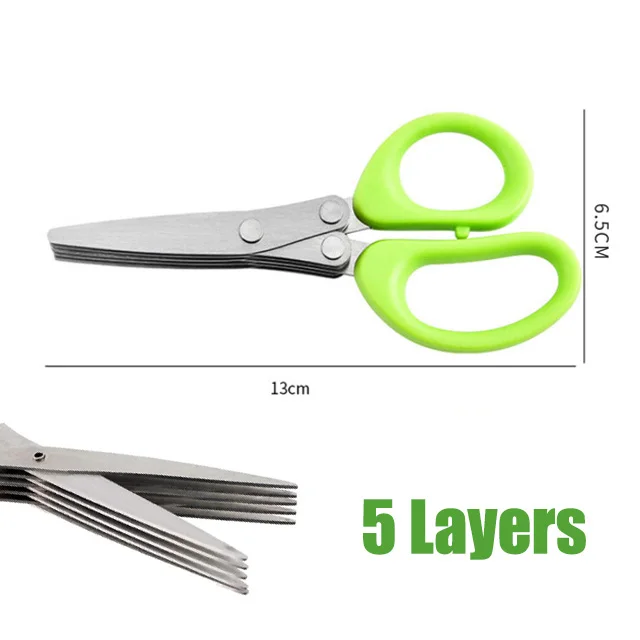 다기능 가위 스테인레스 스틸 3/5 레이어 주방 가위 Scallion 커터 고추 허브 Laver 향신료 양파 요리 도구