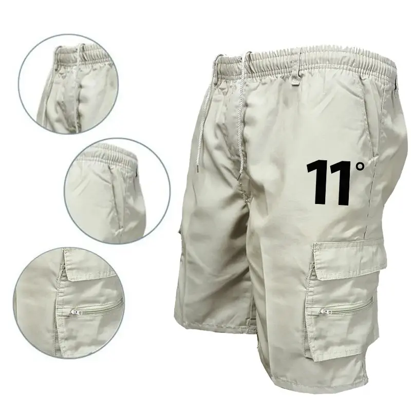 Outdoor cargoshorts herenoveralls elastische taille fietsbroek multi-pockets losse werkshorts strandsport bedrukte broek