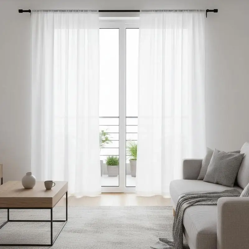 

Voile Drape Panels 52" W x 84" L For Bedroom Living Room Balcony Dual Rod Pocket 100% Polyester Window Treatment Set 2 Panels