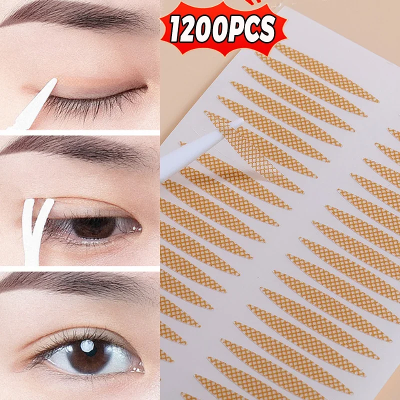 1200PCS Self Adhesive Double Eyelid Stickers Waterproof Invisible Fiber Mesh Lace Eyelid Lift Band lasting Eyelid Tape Makeup