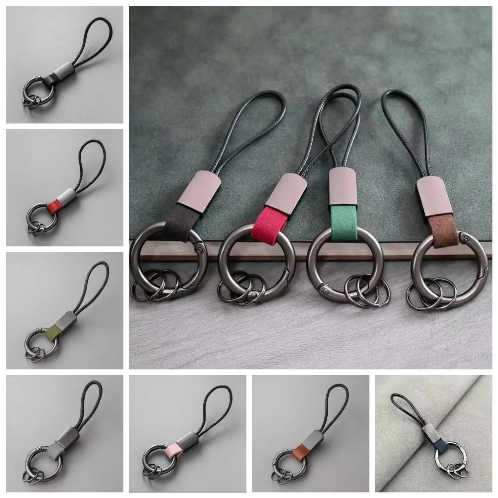 

Alloy Leather Fur Keychain Anti-Lost Multifunctional Leather Waist Hanging Key Chain Carabiner Holder Business Style