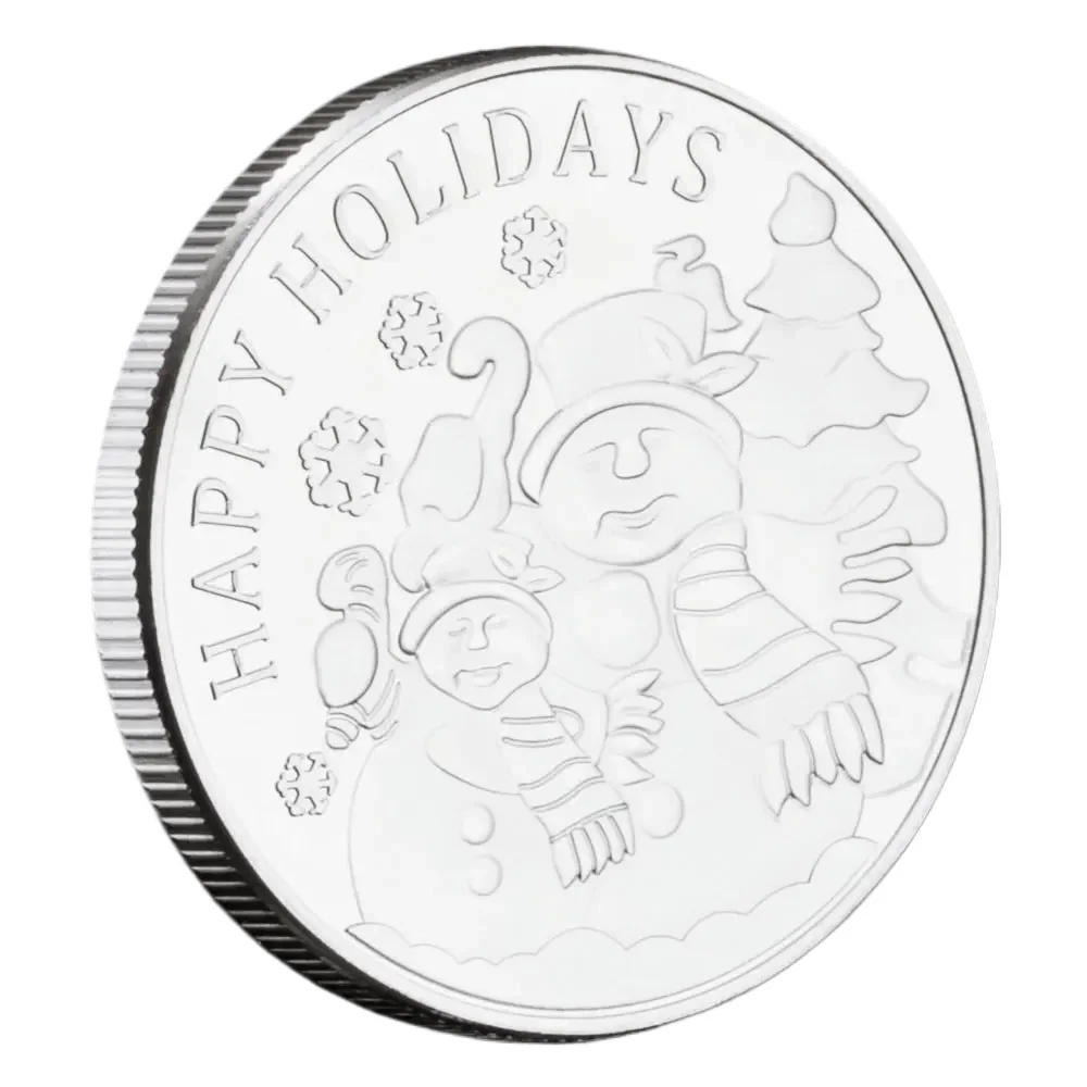 Merry Christmas Commemorative Coins Silvery Plated Xmas Present Souvenirs and Gift Santa Claus Wishing Coin