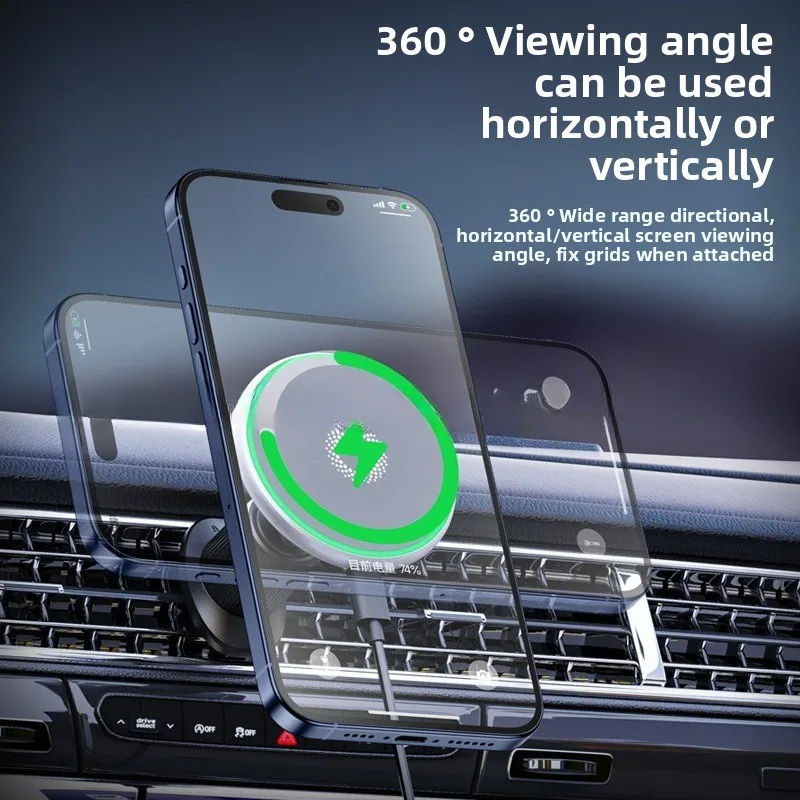 T50 Car Magnetic Phone Holder - 15W Fast Wireless Charger, MagSafe Compatible,Strong Magnet Car Mount, Air Vent/Dashboard Holder