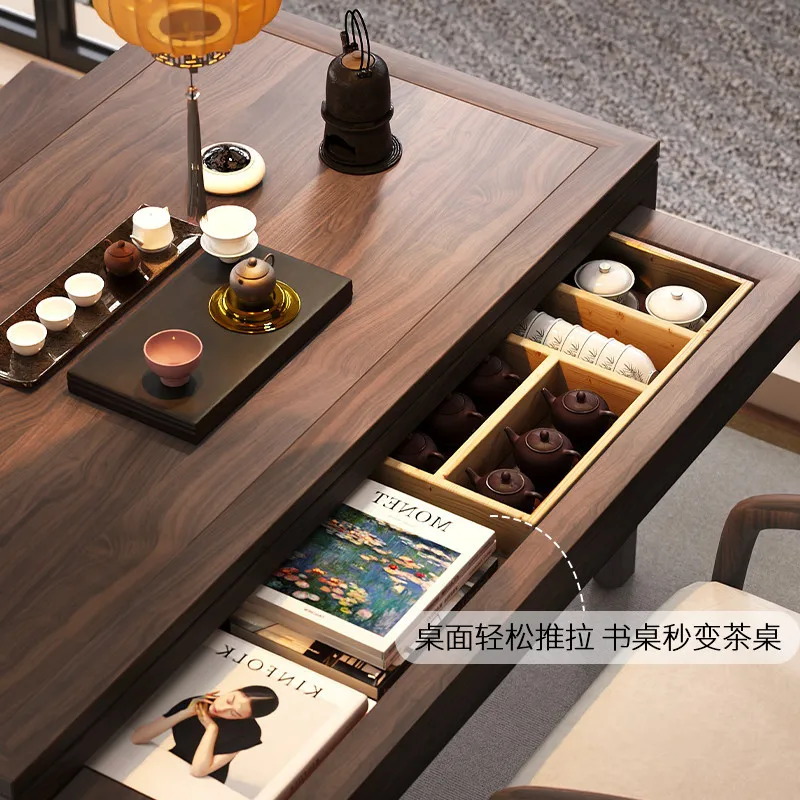 طاولة شاي من الخشب الصلب، طاولة تفاوض مكتبية صينية جديدة، طاولة طعام حديثة وبسيطة لتخزين غرفة المعيشة