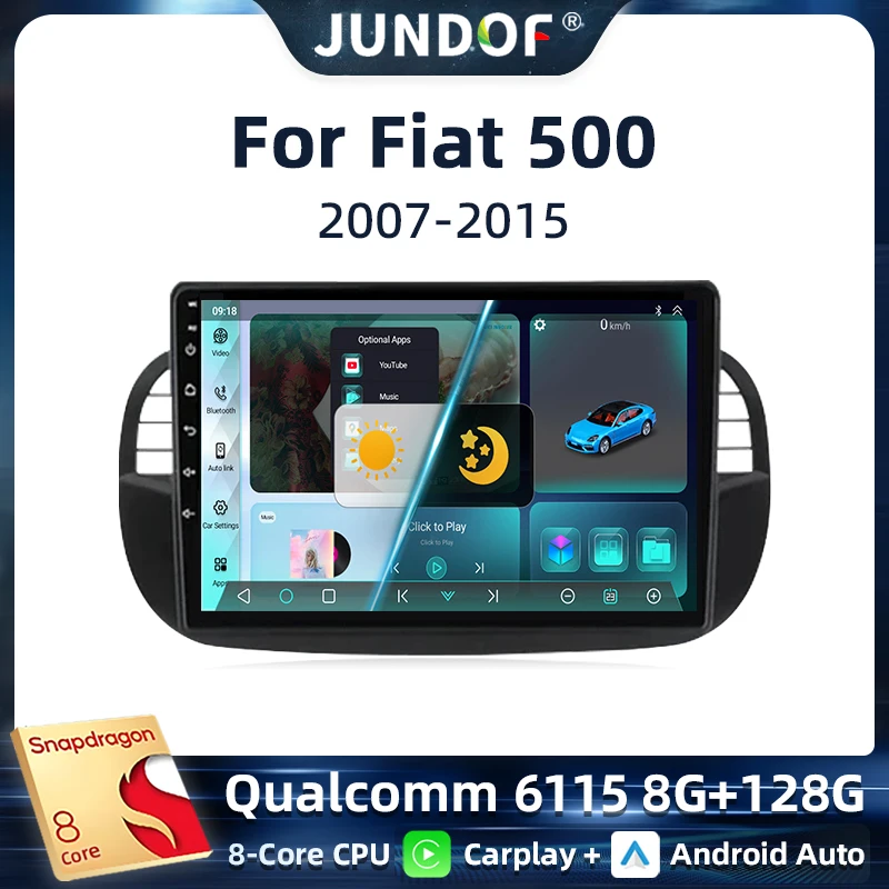 

Car DVD Android 13 Radio Stereo For Fiat 500 2007-2015 Auto Multimedia Player GPS Navigation Head Unit High-Performance CPU WIFI