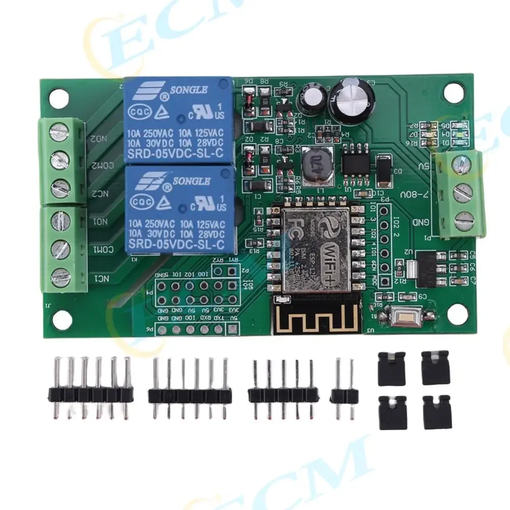 ESP8266 WIFI Relay Module Dual Channel DC 5V 10A Switch Controller Board ESP-12F Development Board Based on Arduino