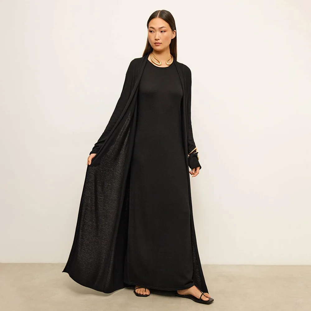 Abito da donna con cinturino cardigan lavorato a maglia di lusso leggero originale primavera e autunno set da donna con scollo a V grembiule dolce ed elastico