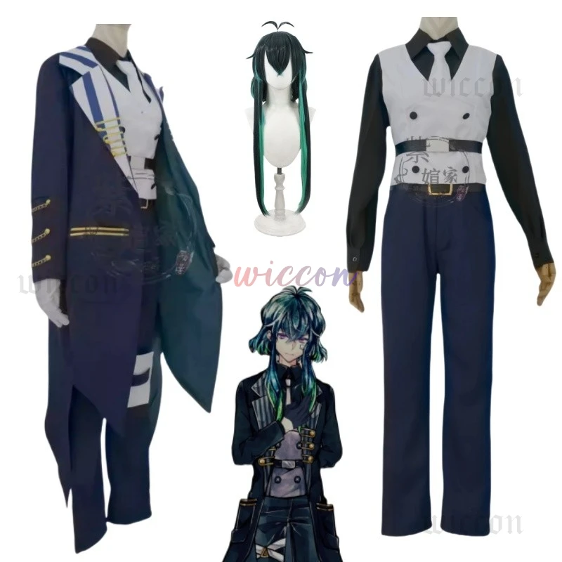 

Game Devil Butler Bastien Kelly Cosplay Costume Bastien Uniform Wig Tuxedo Halloween Carnival Roleplay Clothes For Men Women