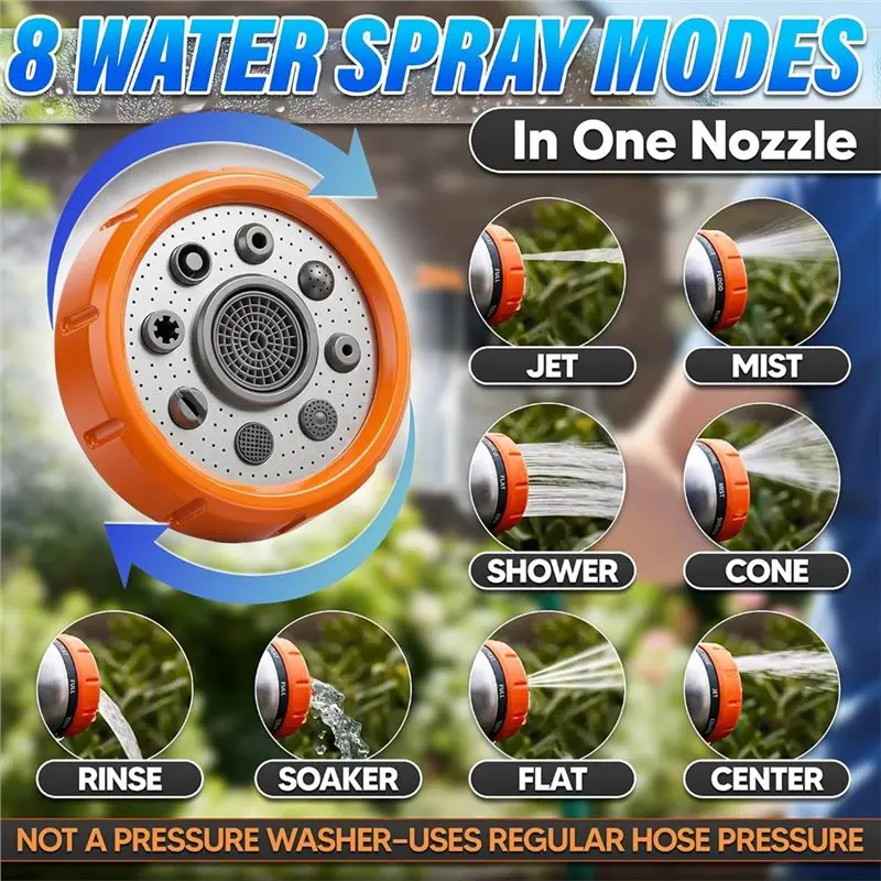 PZHI Garden Hose Nozzle with Soap Dispenser, 8 Pattern Foam Sprayer, Adjustable Watering Tool for Car Wash, Pet Bathing, Yard
