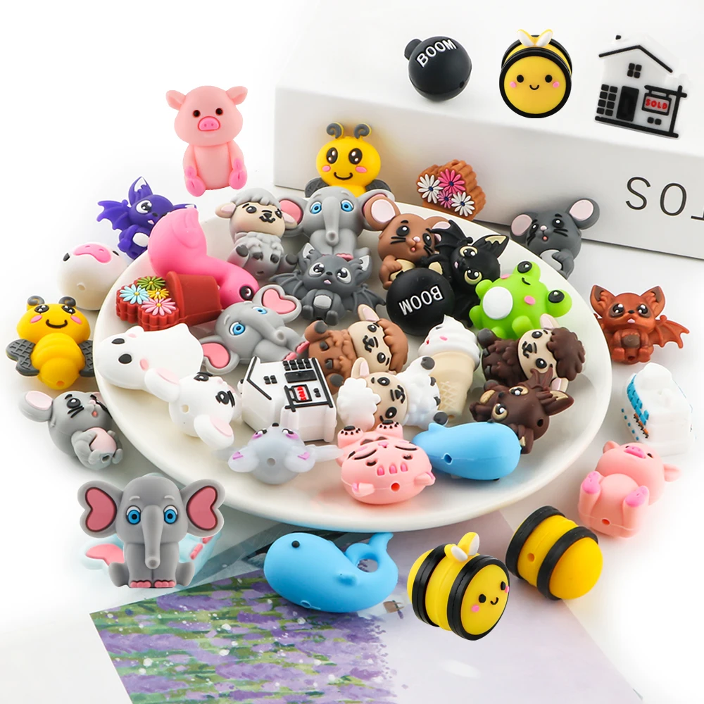 Kovict 5/10Pcs Hot Sale 3D Silicone Focal Beads Bead For Jewelry Making DIY Necklace Bracelet KeyChain Handmade Accessories