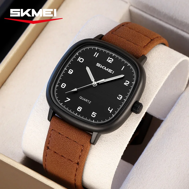 SKMEI 2586 conception Simple rétro mode montre à Quartz bracelet en cuir de luxe étanche montre pour hommes Date montre d'affaires reloj hombre