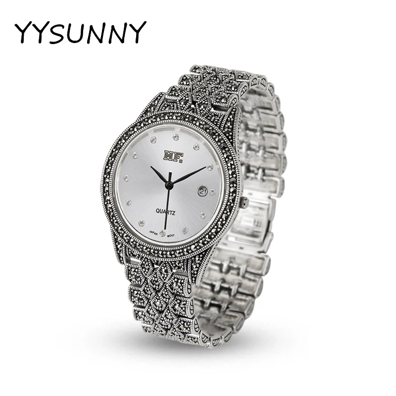 YYSUNNY Premium Business Disc Wristwatch Simple Fashion S925 Sterling Silver Watch Ladies Elegant Bracelet Jewelry Birthday Gift