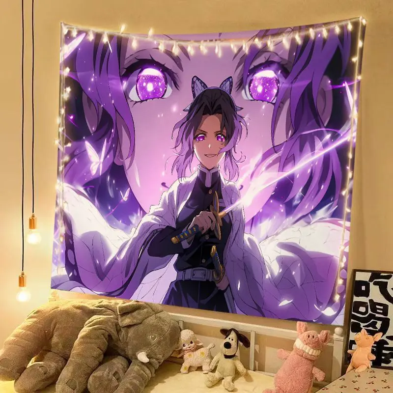 

Demon Slayer аниме мультфильм фон ткань Shinobu Kocho товары окружающая коллекция новая девушка украшение для спальни настенное покрытие