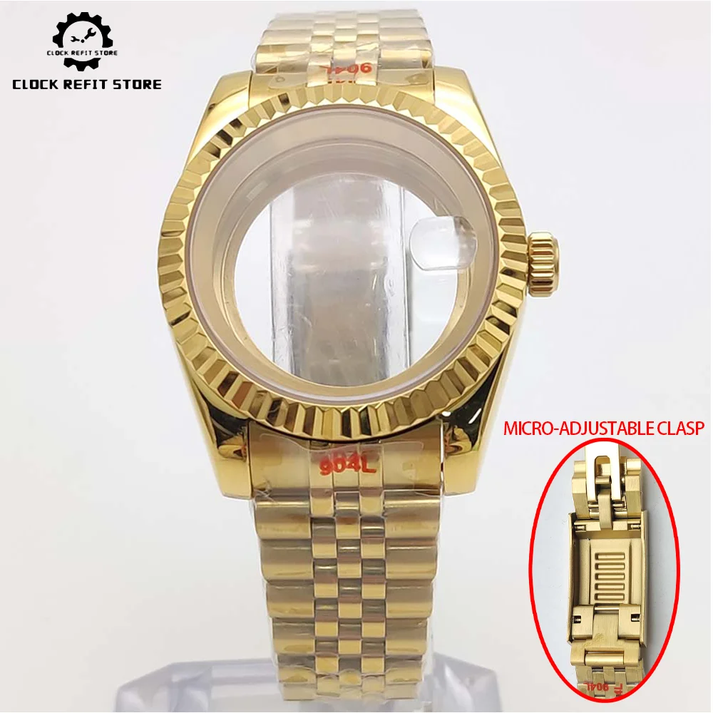 Boîtier saphir 39 mm, acier inoxydable, couleur argent, couleur or, boîtier couleur or rose pour calibre NH35/NH36