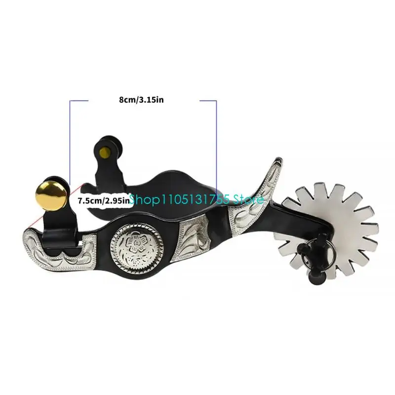 K0EF معدن الفولاذ الحصان حفز قبعات رعاة البقر الغربية حفز رجل الحبال حفز مع والعتاد التمهيد الديكور ركوب الخيل الملحقات