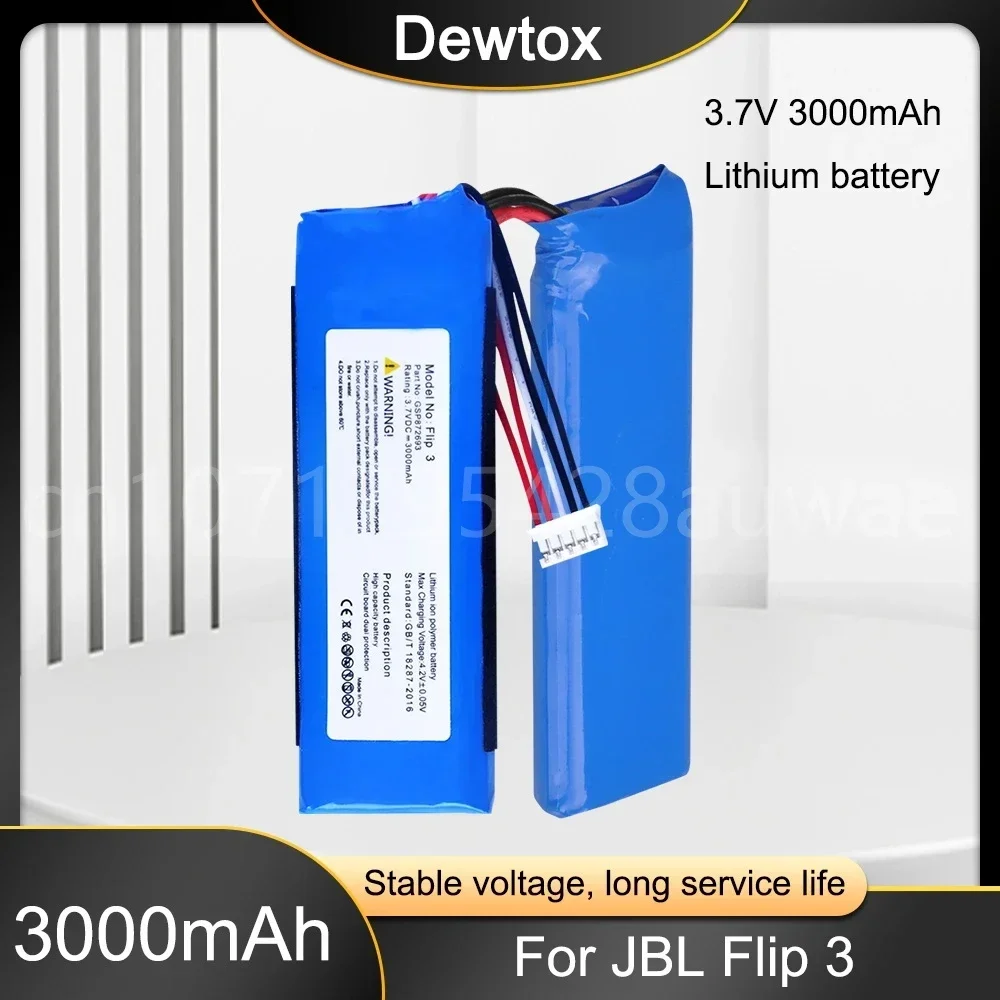 Динамик GSP 872693   Аккумулятор 3,7 В, 3000 мАч для JBL Flip 3 Flip3 СЕРЫЙ Bluetooth-динамик, сменные аккумуляторы Batteria