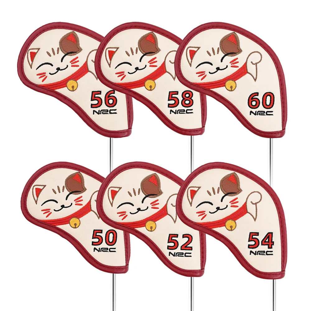 

Набор чехлов для гольф-клюшек из искусственной кожи, 6 шт., водонепроницаемые, с милым дизайном в виде кошки, для защиты головок клюшек для гольфа.