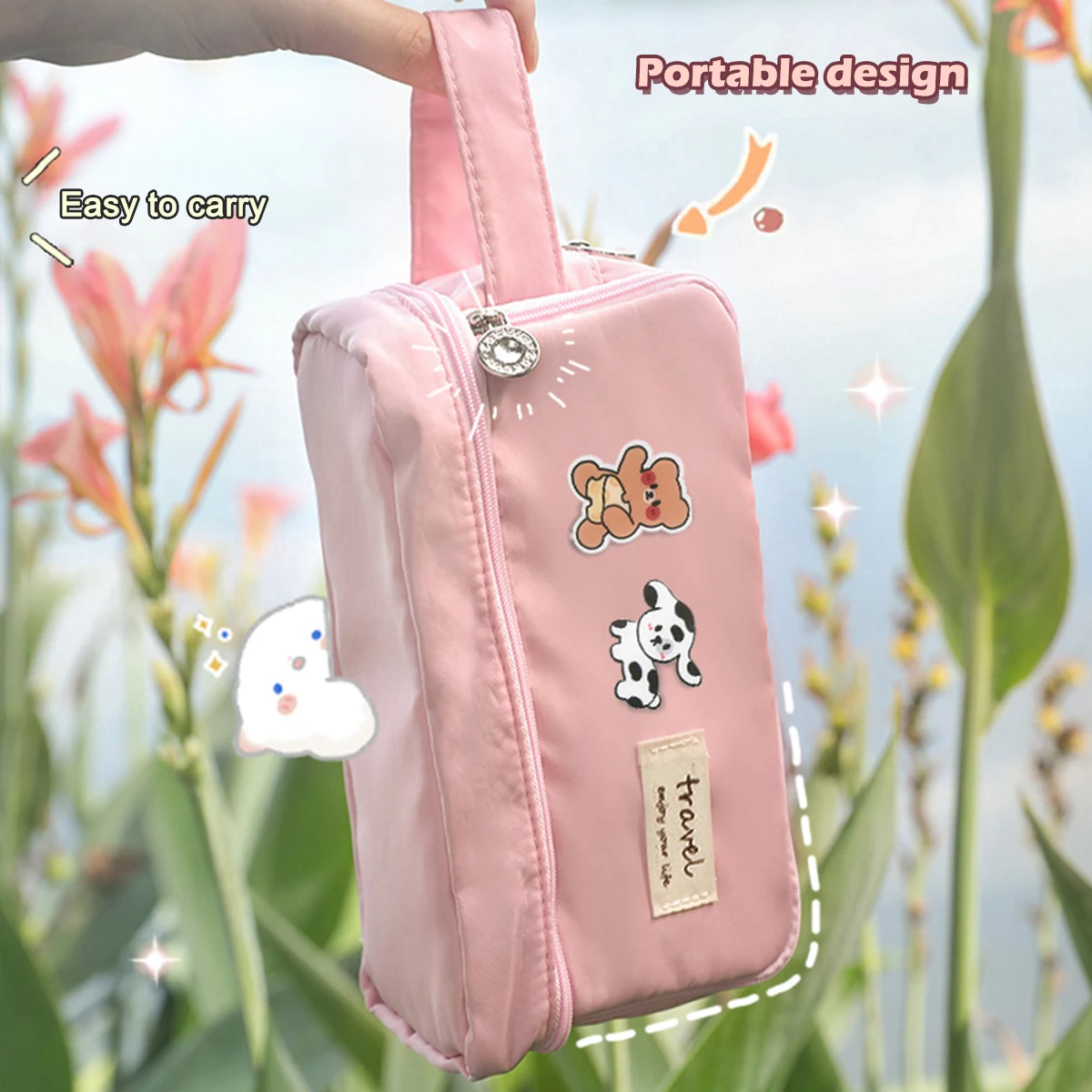 Kawaii Large Capacity Pencil Case Pouch Bag Double Layer Girls Pen Box Korean Stationery Back to School Supplies for Students