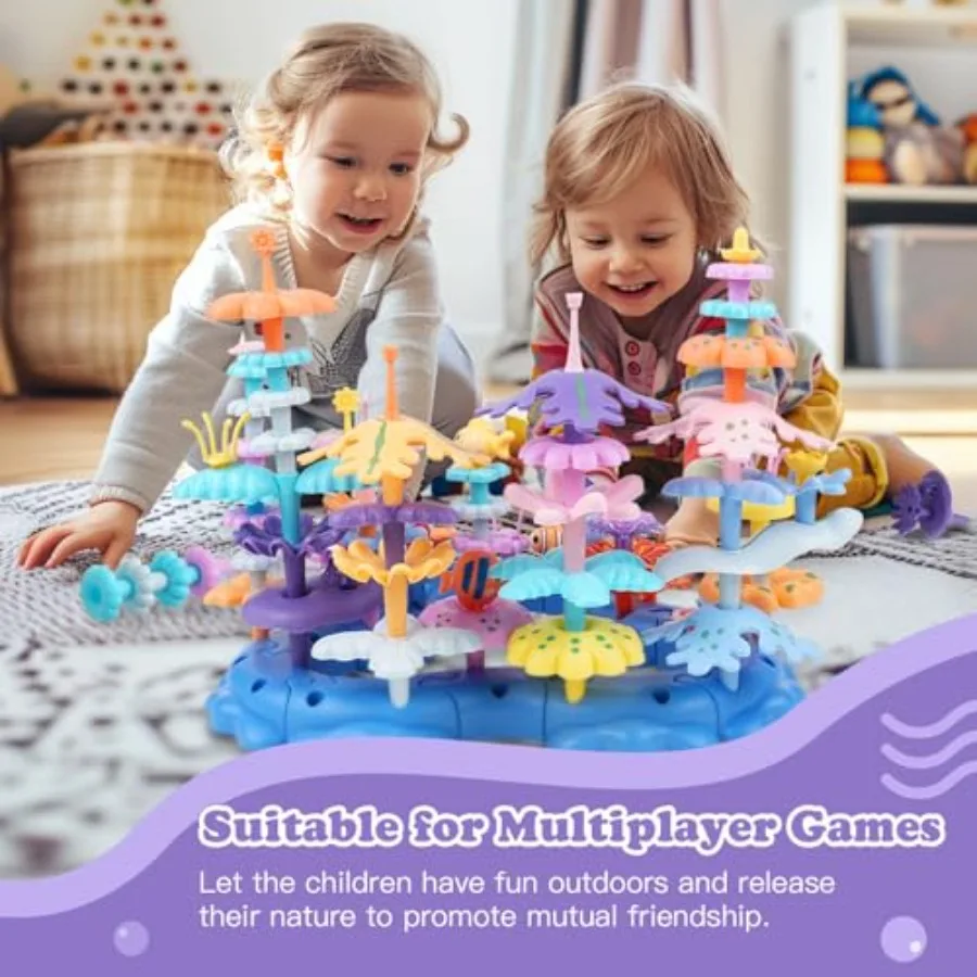 96PCS Ocean Adventures DIY Building Stacking Toys SetEducational STEM Toy Gift for with Organizer Box Fun Cognitive Learning To